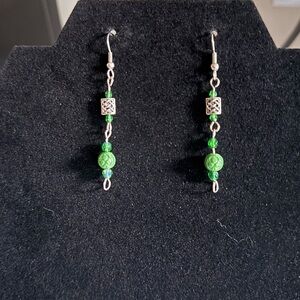 Celtic Green Dangle Earrings